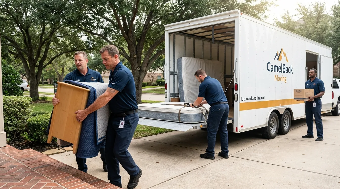 Crew loading residential truck for cross-state move from Burns, OR