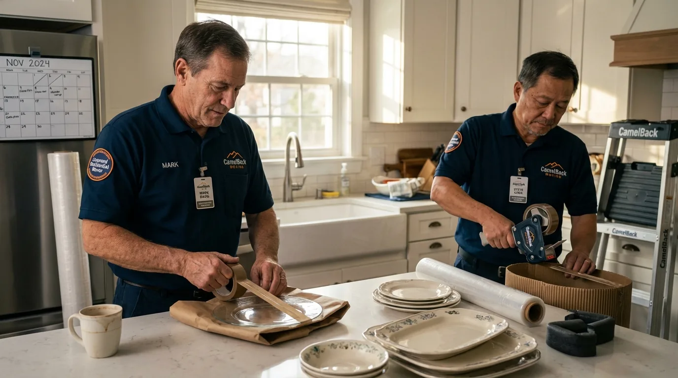 Professional crew packing kitchen dishware in Burns, OR